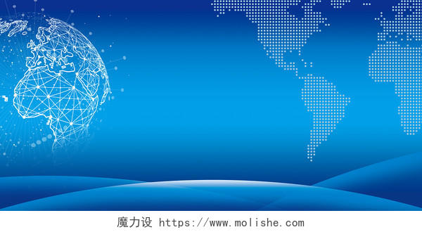 蓝色科技感酷炫线条地球点状地图科技信息展板背景
